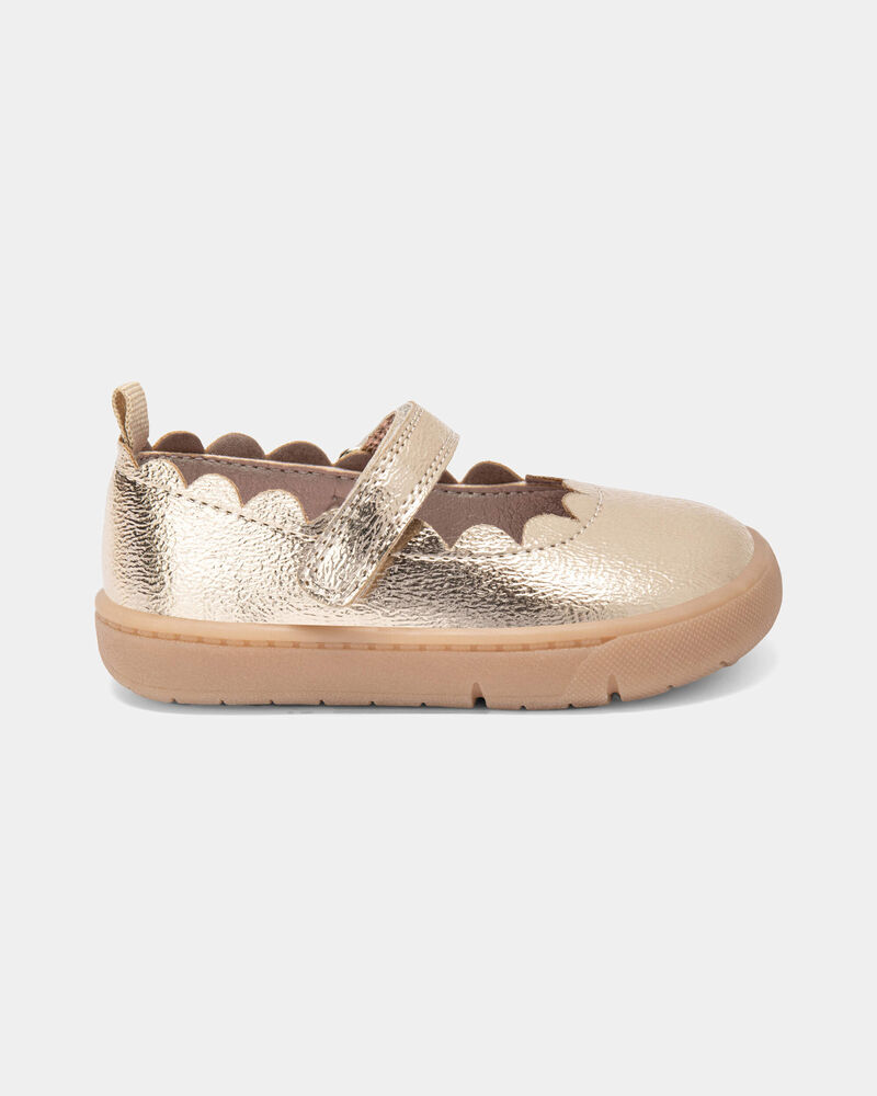 Baby Girl Every Step&reg; First Walker Shiny Dress Shoes - Gold, image 2 of 6 slides