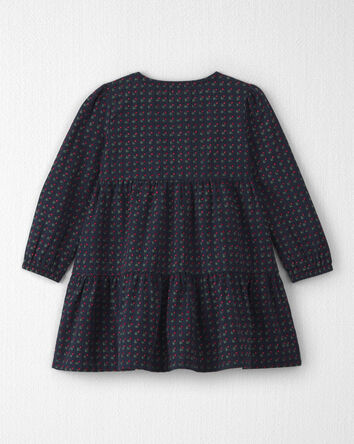 Toddler Girl Organic Cotton Dobby Dress in Navy Floral, 