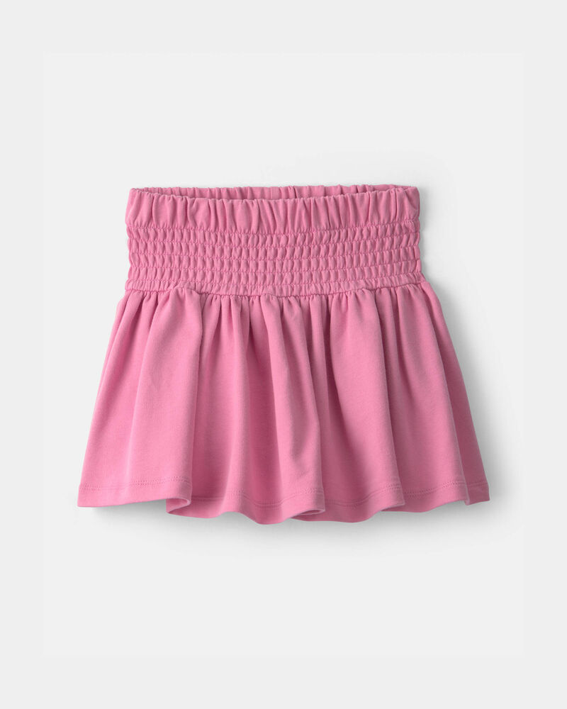 Girls French Terry Smocked Skort - Pink, image 1 of 4 slides