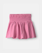 Girls French Terry Smocked Skort - Pink, image 1 of 4 slides