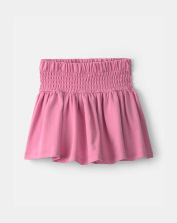 Girls French Terry Smocked Skort - Pink, 