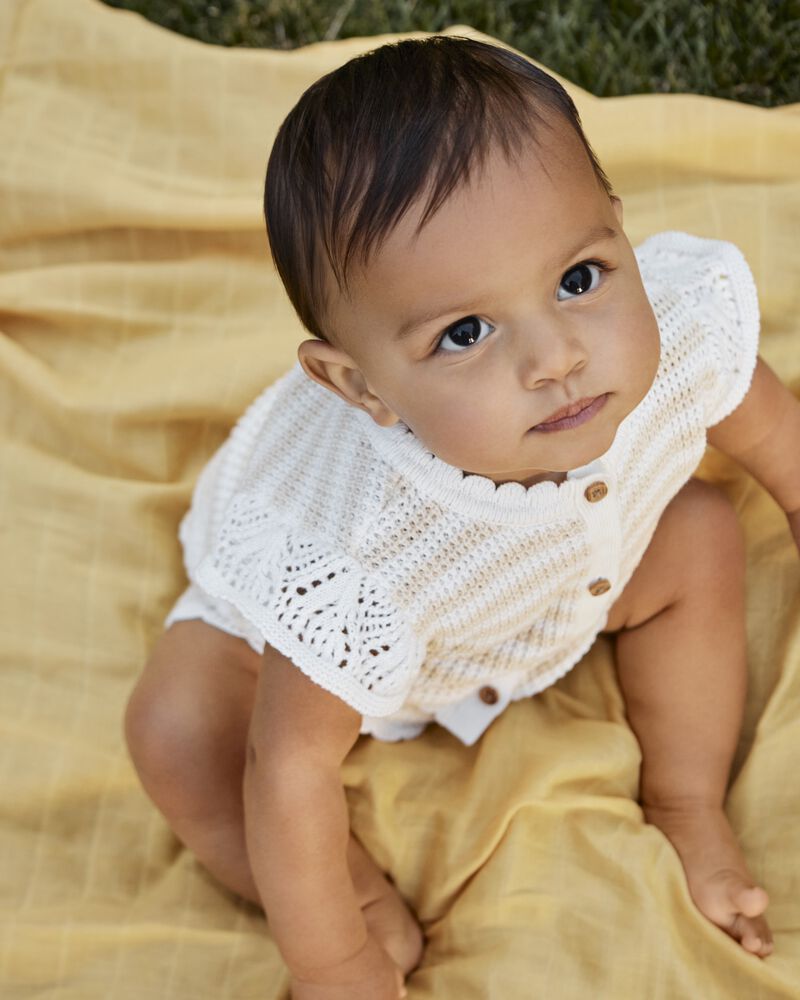 Baby Flutter Sleeve Knit Top - Yellow, image 3 of 4 slides