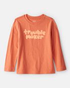 Toddler Boy Troublemaker Long-Sleeve Graphic Tee - Orange, image 1 of 3 slides