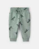 Baby Boy Dinosaur French Terry Jogger - Green, image 1 of 4 slides