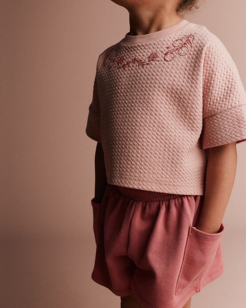 Tout-petit fille - T-shirt &agrave; coupe asym&eacute;trique et manches chauve-souris - P&ecirc;che, image 3 sur 5 diapositives