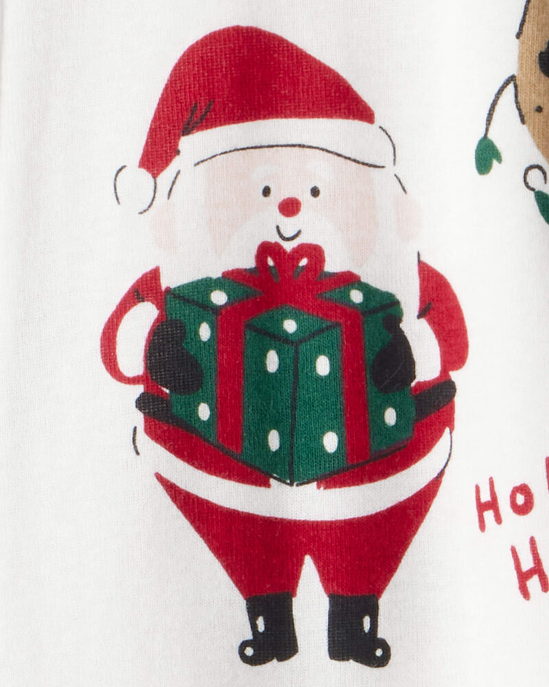 Toddler Beige Santa Milk & Cookies 100% Cotton Long-Sleeve Snug Fit 1-Piece Pyjamas - White, image 3 of 4 slides
