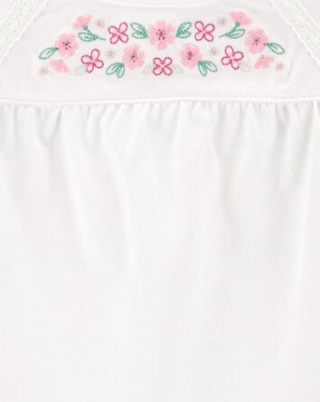 Toddler Flutter-Sleeves Floral Top - White, 