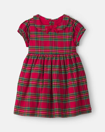 Baby Girl Holiday Plaid Short-Sleeve Dress - Red, 