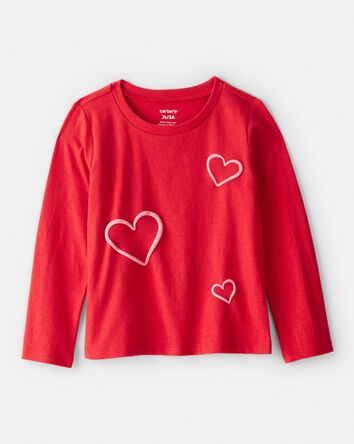 Tout-petit fille - T-shirt &agrave; manches longues &agrave; imprim&eacute; de c&oelig;ur de Saint-Valentin - Rouge, 