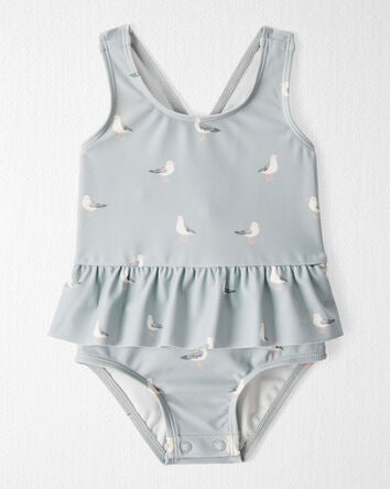 Baby Recycled Seagull-Print Ruffle Swimsuit, 
