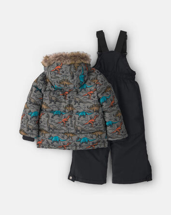 Toddler Boy 2 Piece Puffer Snowsuit- Grey, 