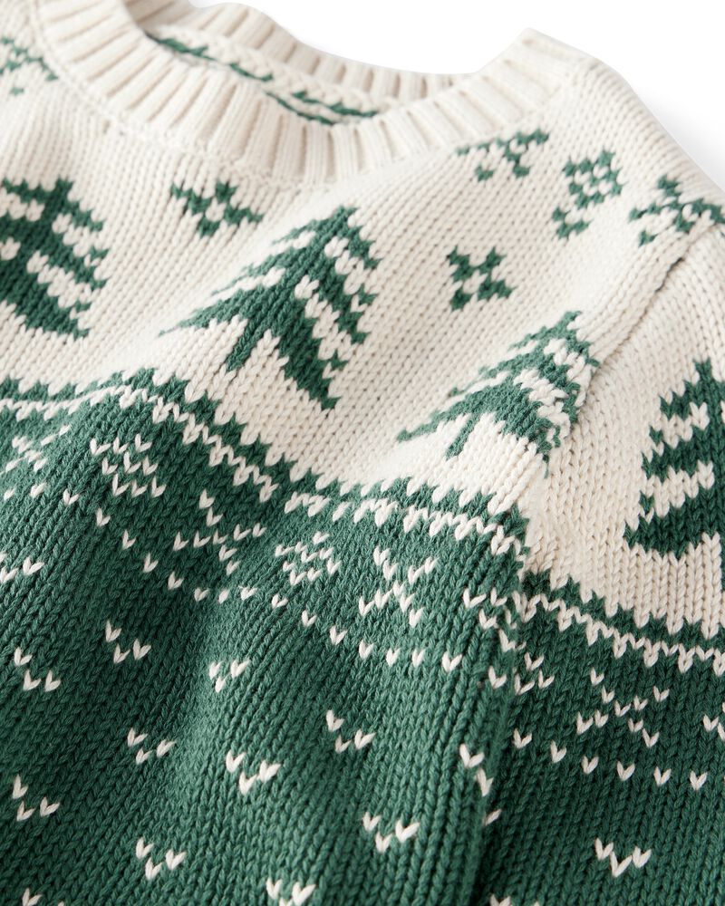 Baby Organic Cotton Fair Isle Sweater Knit Pullover, image 2 of 4 slides