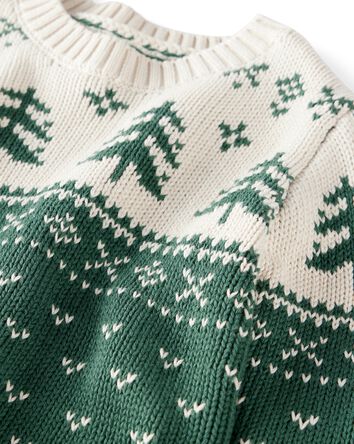 Baby Organic Cotton Fair Isle Sweater Knit Pullover, 