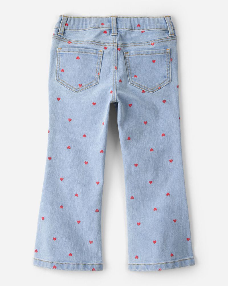 Toddler Girl Heart Denim Jeans - Light Wash, image 2 of 4 slides