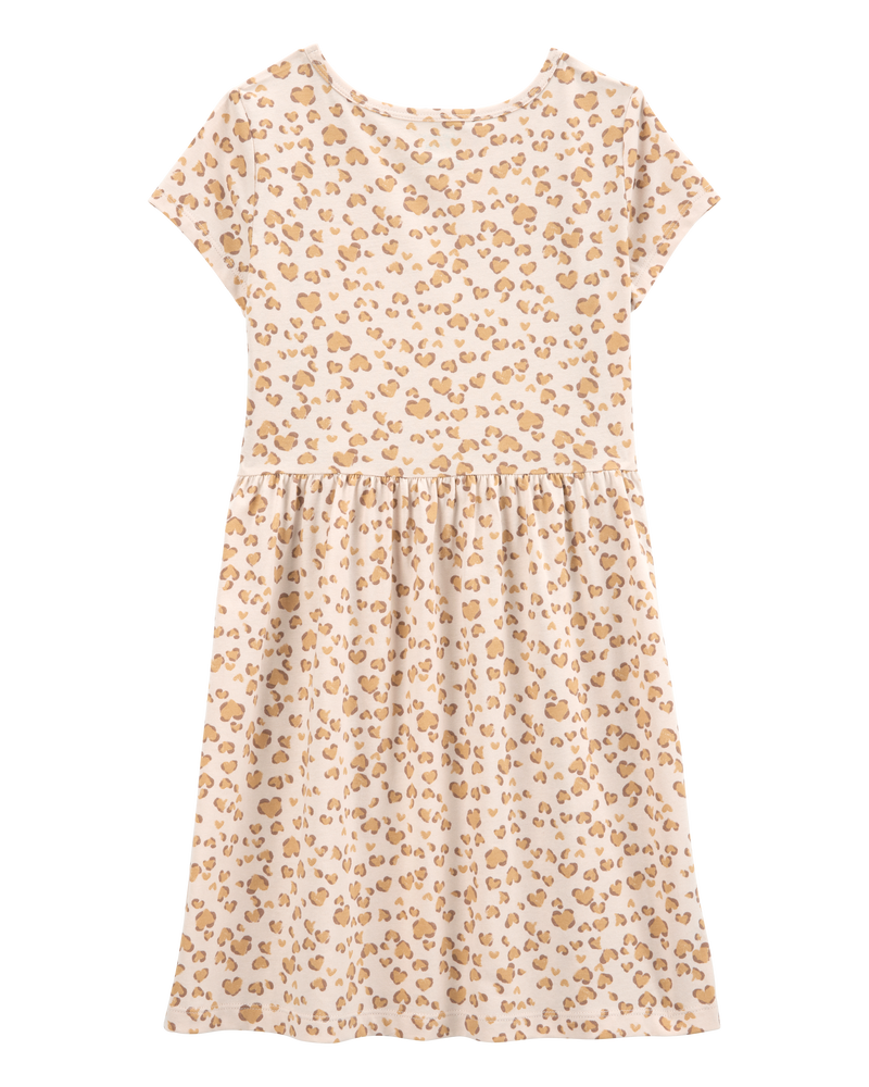 Girls Cheetah Animal Print Short-Sleeve Dress, image 2 of 4 slides