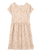 Girls Cheetah Animal Print Short-Sleeve Dress, image 2 of 4 slides