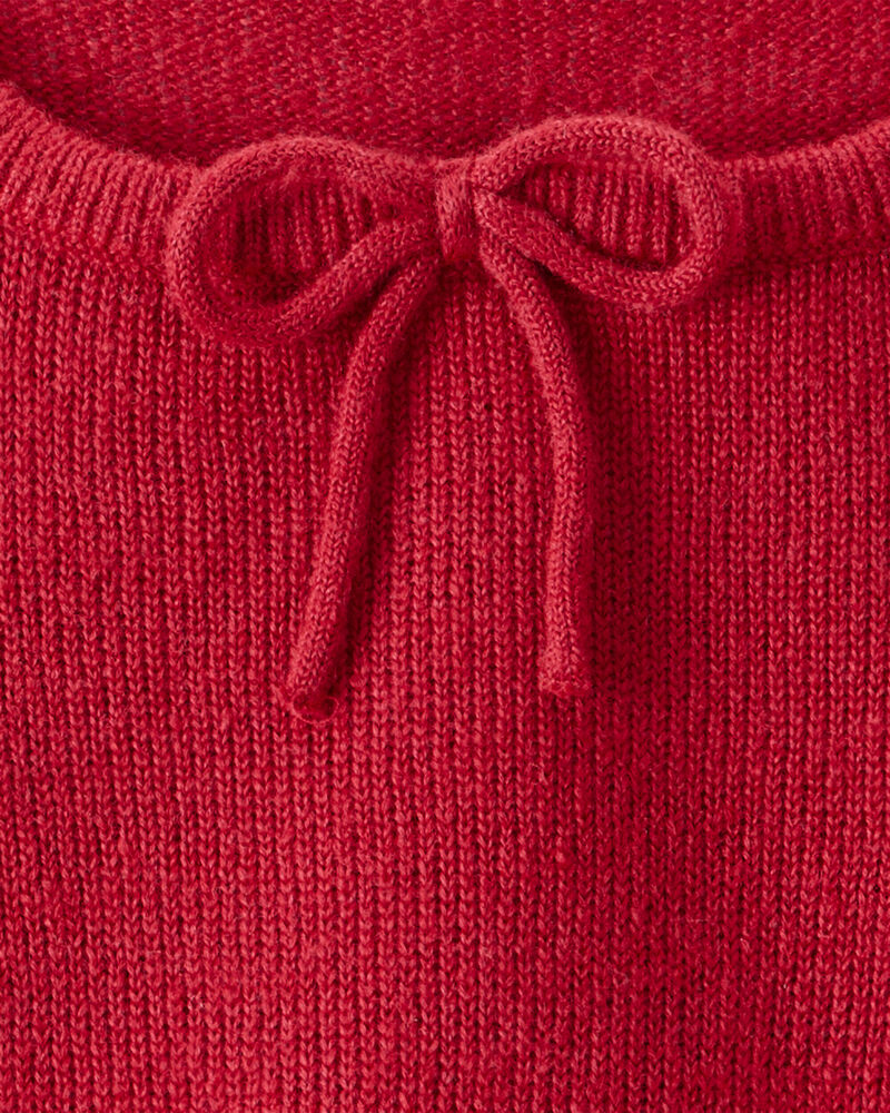 Girls Bow Long-Sleeve Sweater - Red, image 2 of 3 slides
