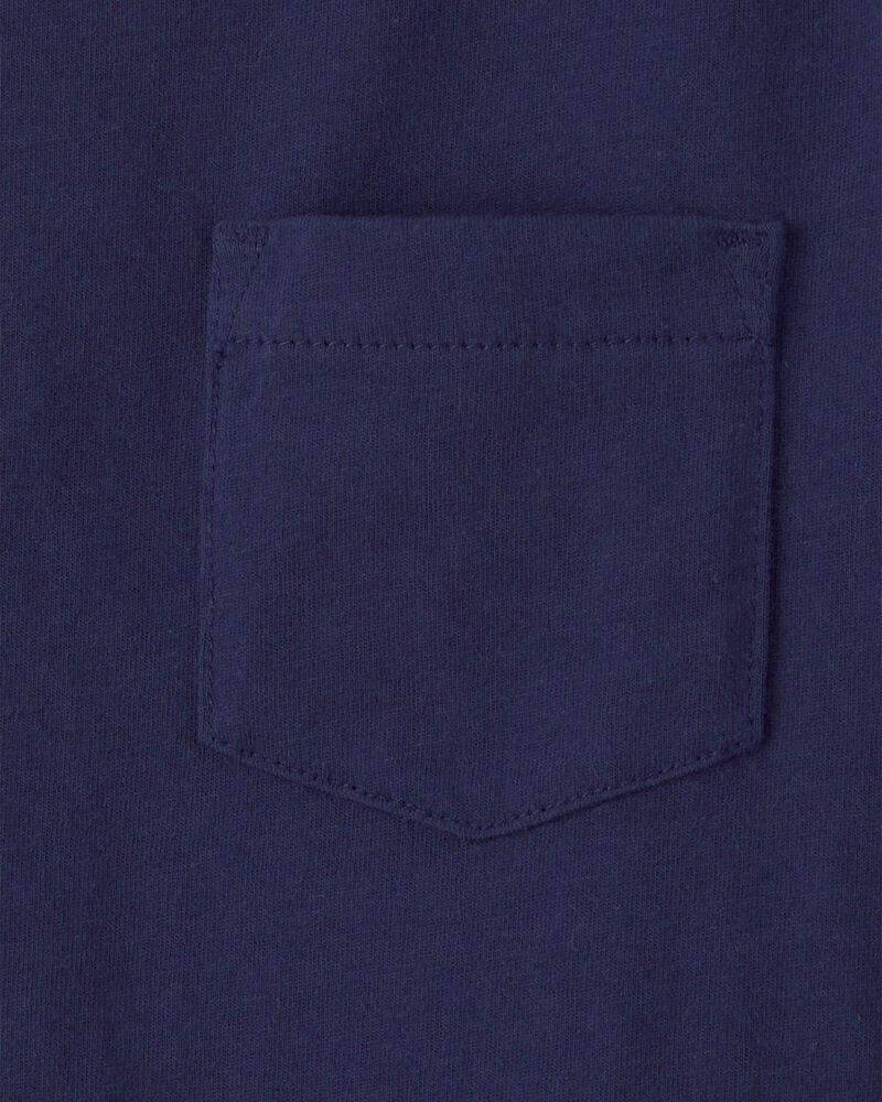 Toddler Solid Short-Sleeve Pocket Tee - Navy, image 2 of 3 slides
