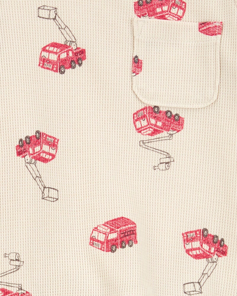 Toddler 2-Piece Fire Truck Outfit Set - Ivory, image 2 of 3 slides