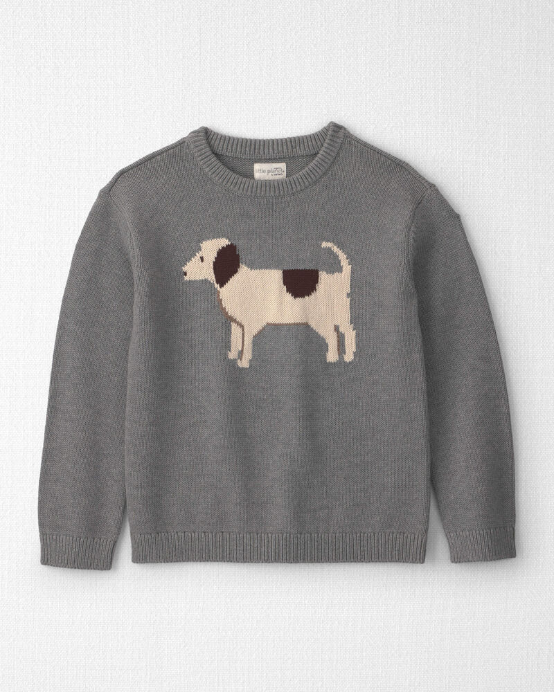 Kids Organic Cotton Dog Sweater Knit Pullover, image 1 of 4 slides