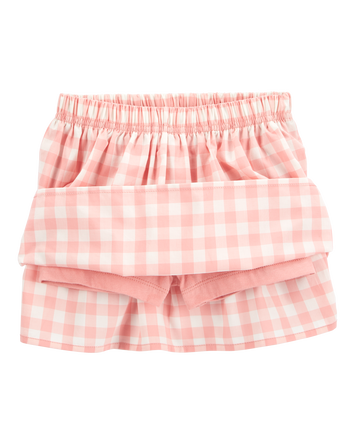 Toddler 2-Piece Gingham Skort Outfit Set - Pink, 