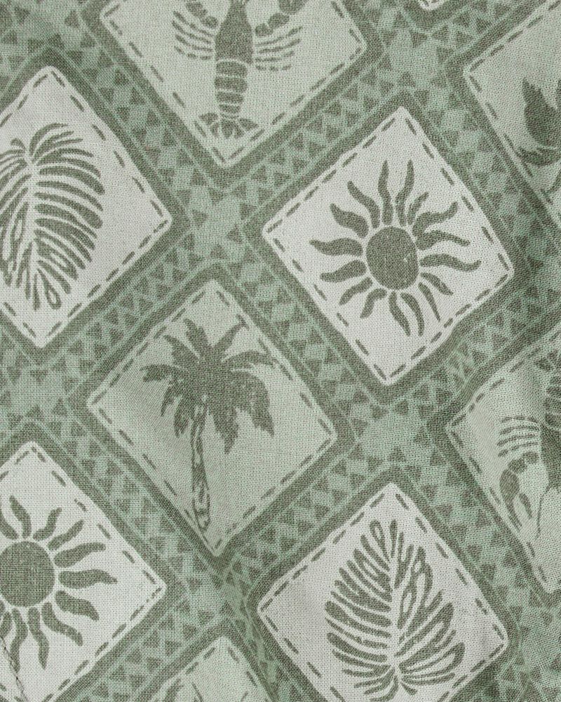 Toddler Tile Print Drawstring Shorts - Green, image 5 of 6 slides