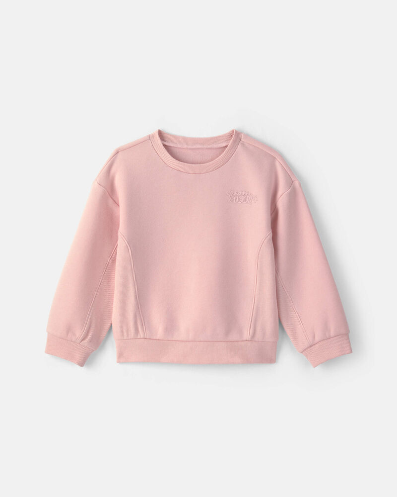 Toddler Girl 'Little Icon' Fleece Pullover Sweatshirt - Pink, image 1 of 4 slides