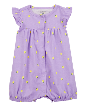 Baby Lemon Short-Sleeve Romper - Purple, 