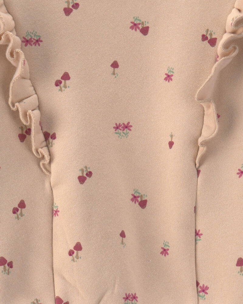 Girls 2-Piece Floral Fleece Long-Sleeve Top & Pant Set - Cream/Red, image 3 of 5 slides