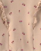 Girls 2-Piece Floral Fleece Long-Sleeve Top & Pant Set - Cream/Red, image 3 of 5 slides