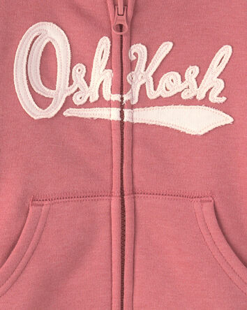 B&eacute;b&eacute; fille - Chandail &agrave; capuchon en molleton &agrave; fermeture &agrave; glissi&egrave;re et logo OshKosh - Rose, 