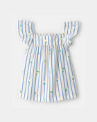 Tout-petit fille - Haut &agrave; manches volant&eacute;es, rayures et citrons - Bleu/Blanc, image 1 sur 2 diapositives