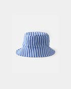 Toddler Boy Reversible Stripe Swim Hat - Blue, image 3 of 4 slides