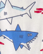 Toddler Boy Shark 100% Cotton Snug Fit 1-Piece pyjama - Ivory, image 2 of 3 slides