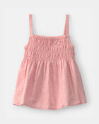 Filles - D&eacute;bardeur &agrave; smocks &agrave; motif g&eacute;om&eacute;trique - Rose, image 1 sur 2 diapositives