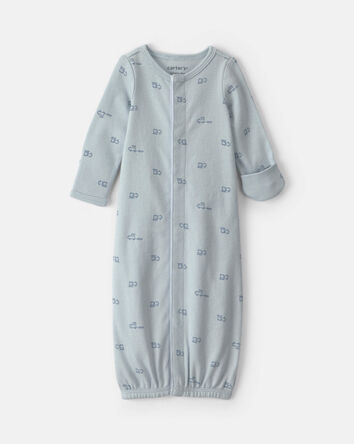 Baby Boy Train Long-Sleeve Sleeper Gown - Blue, 