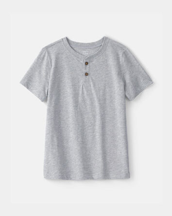 Boys Solid Henley T-Shirt - Grey, 