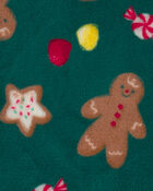 Kids Christmas Gingerbread Loose Fit Pyjama Hoodie - Green, image 2 of 3 slides