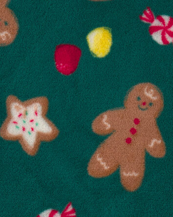 Kids Christmas Gingerbread Loose Fit Pyjama Hoodie - Green, 