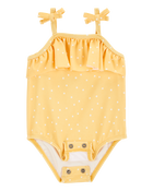 Baby Girl 1-Piece Polka Dot Swimsuit - Yellow, image 2 of 5 slides