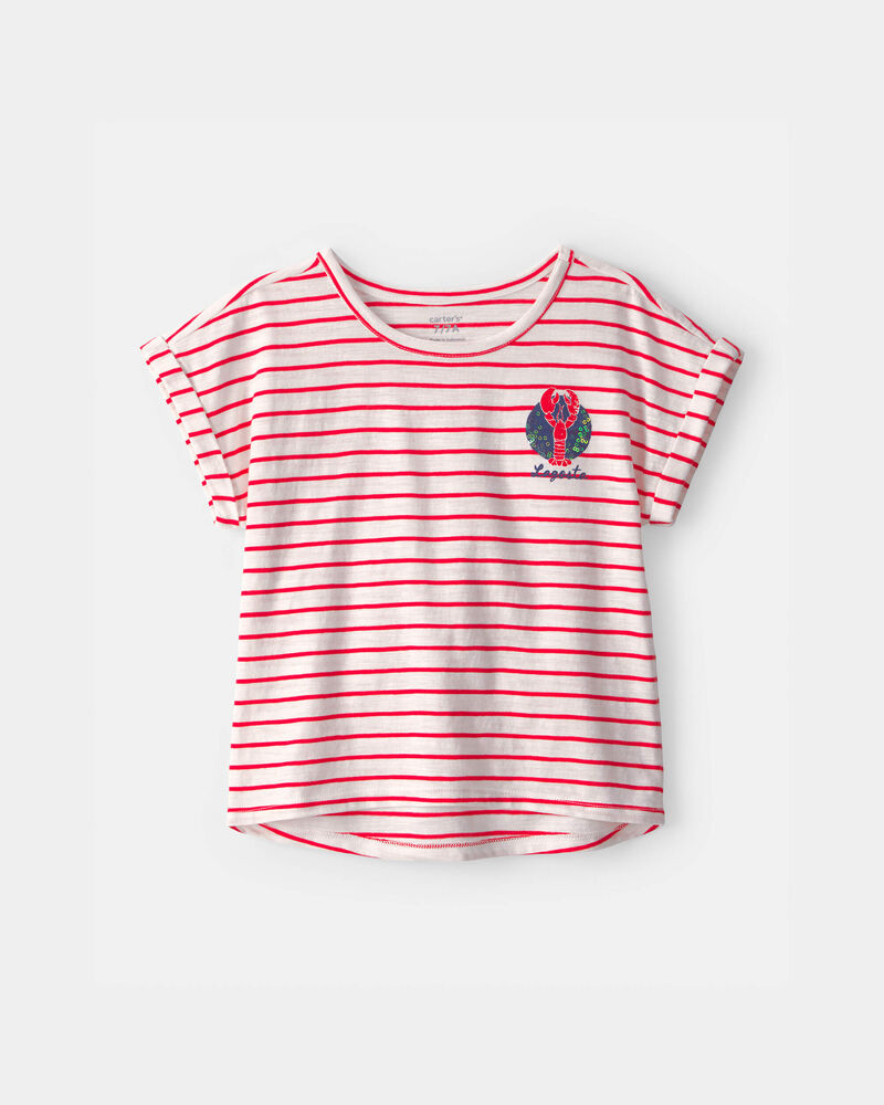 Girls Lobster Striped Top - Red/Ivory, image 1 of 4 slides
