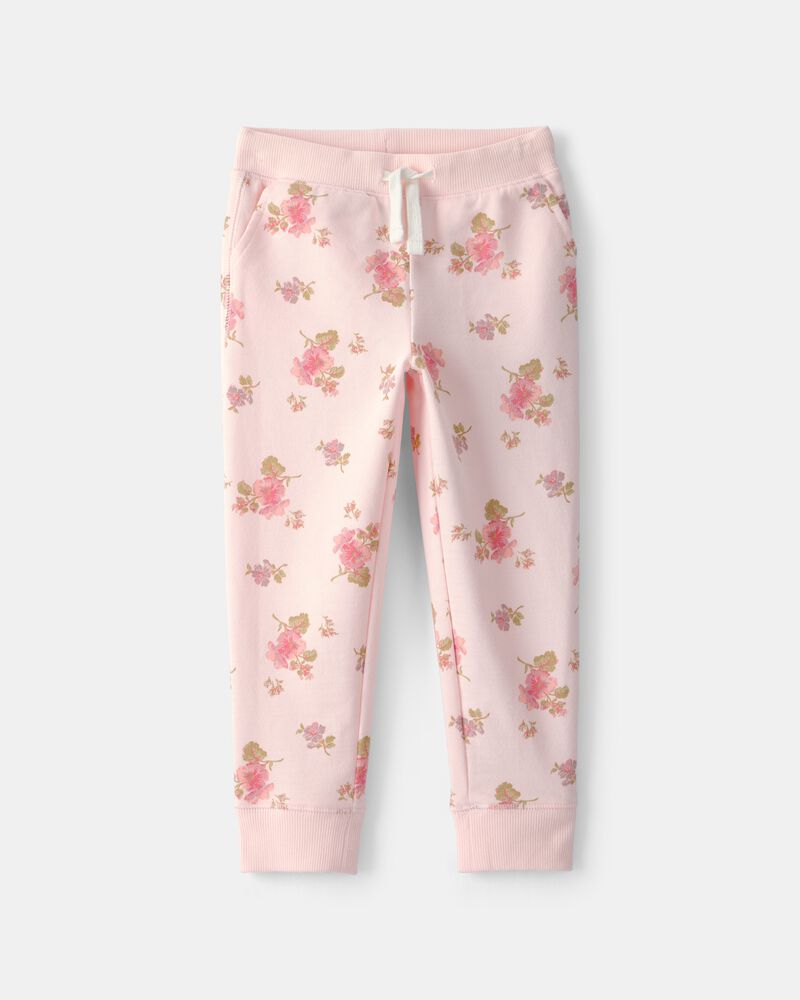 Tout-petit fille - Pantalon de jogging en tricot avec cordon de serrage, floral - Rose, image 1 sur 3 diapositives