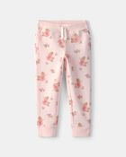 Tout-petit fille - Pantalon de jogging en tricot avec cordon de serrage, floral - Rose, image 1 sur 3 diapositives