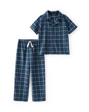 Kid 2-Piece Plaid Loose Fit Coat-Style Pyjamas, 