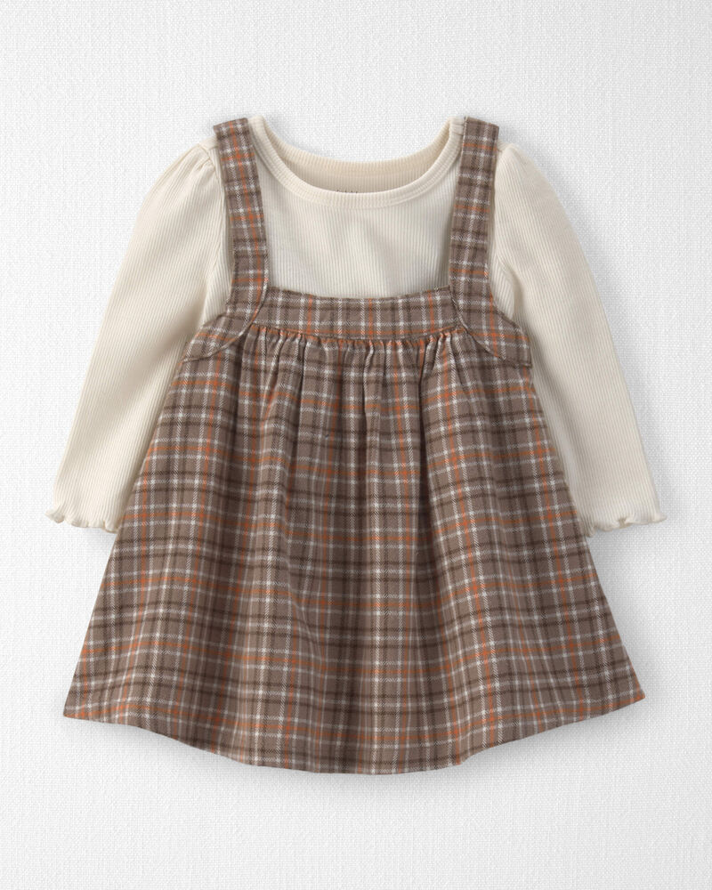 Baby Girl 2-Piece Organic Cotton Plaid Jumper Set, image 1 of 6 slides
