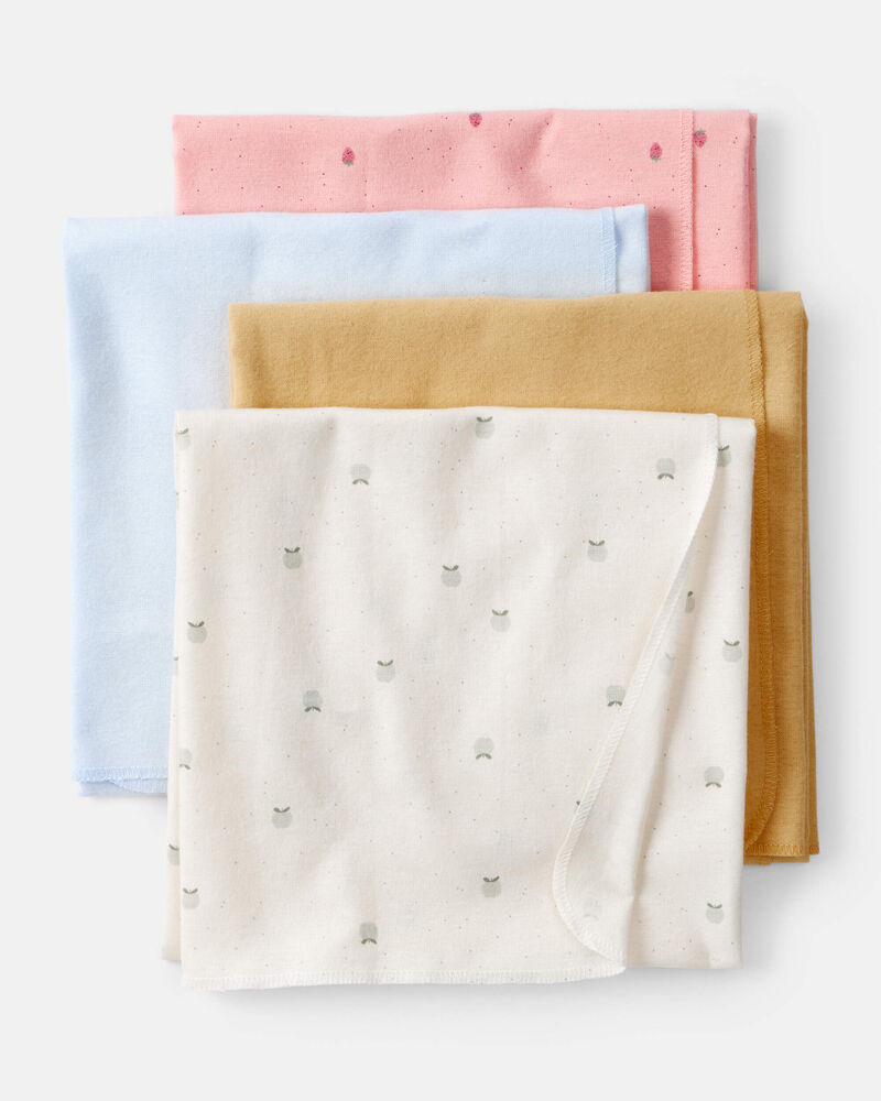 Baby Girl 4-Pack Fruit Print Receiving Blankets, image 1 of 5 slides