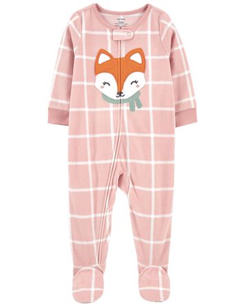 Pyjama 1 pièce à pieds en molleton à imprimé de renard, 