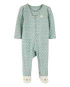 Baby Girl Polka Dot 2-Way Zip Cotton Sleeper pyjamas, image 1 of 4 slides