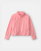 Girls Solid Active Zip-Up Jacket - Pink, image 1 of 3 slides