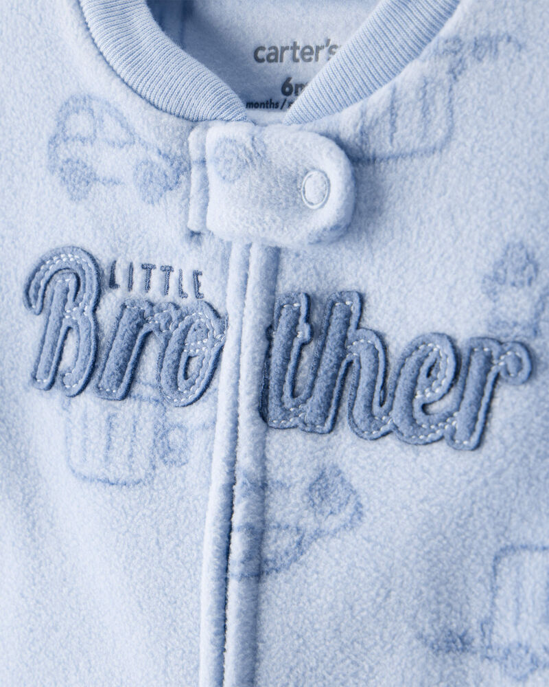 Baby Boy Firetruck Print Loose Fit Long-Sleeve Sleeper - Blue, image 2 of 4 slides